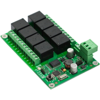 (image for) DIN-Rail 12V 8-Relay Modbus RTU ASCII RS485 Board